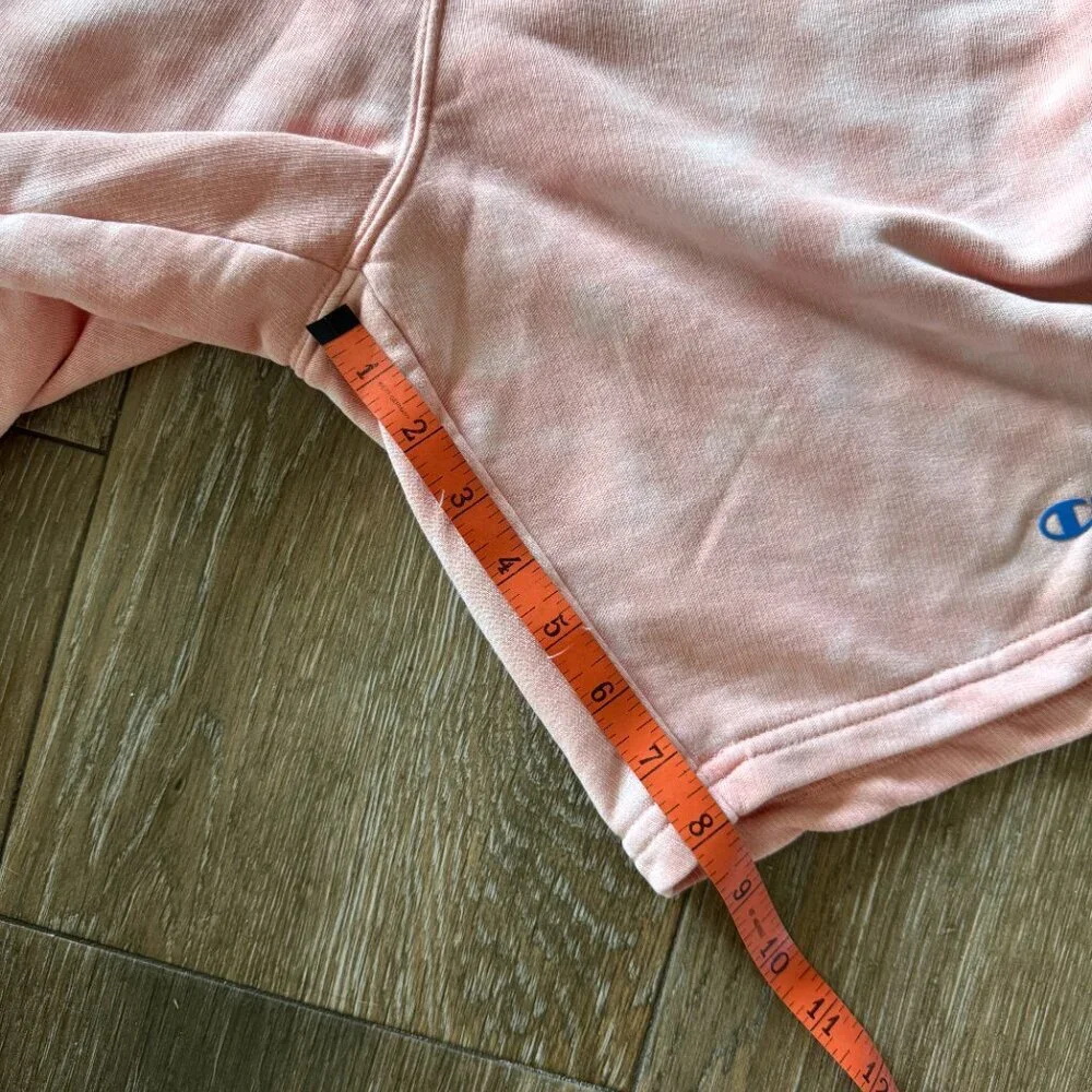 Champions men's pink/orange french terry elastic/drawstring waist shorts size me